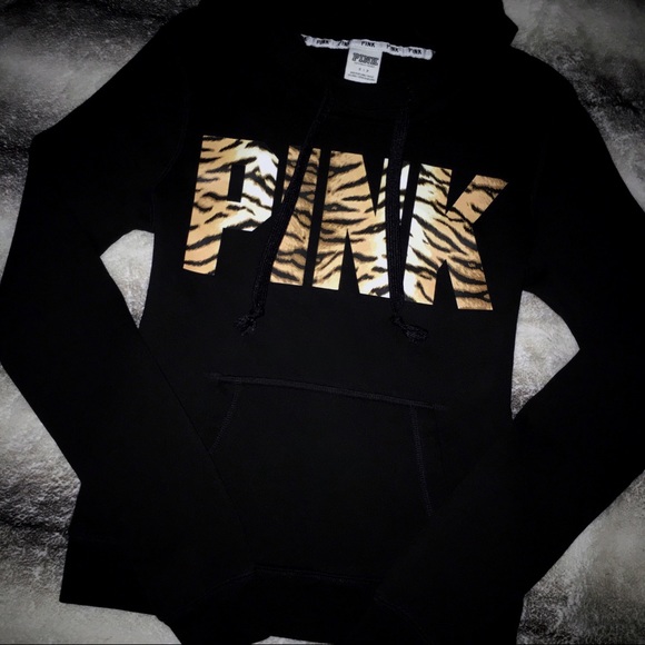 👸🏻VS Pink Tiger Logo Funnel Neck Hoodie🐅 - Picture 2 of 4